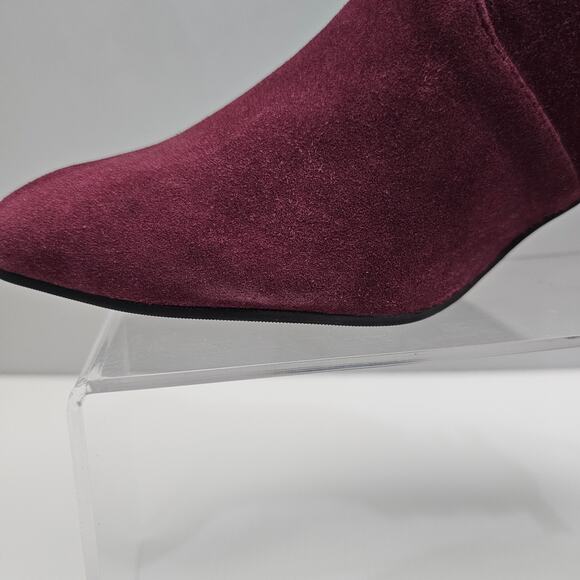 Stuart Weitzman Allshine Ankle Bootie Size 9 Wine Red Suede Sock Jewel Heel Fall - Picture 3 of 15